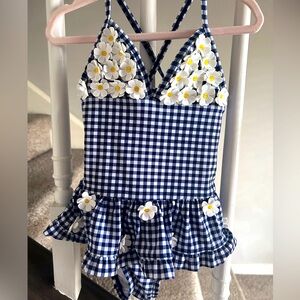 Little Me little girls daisy ruffle swimsuit